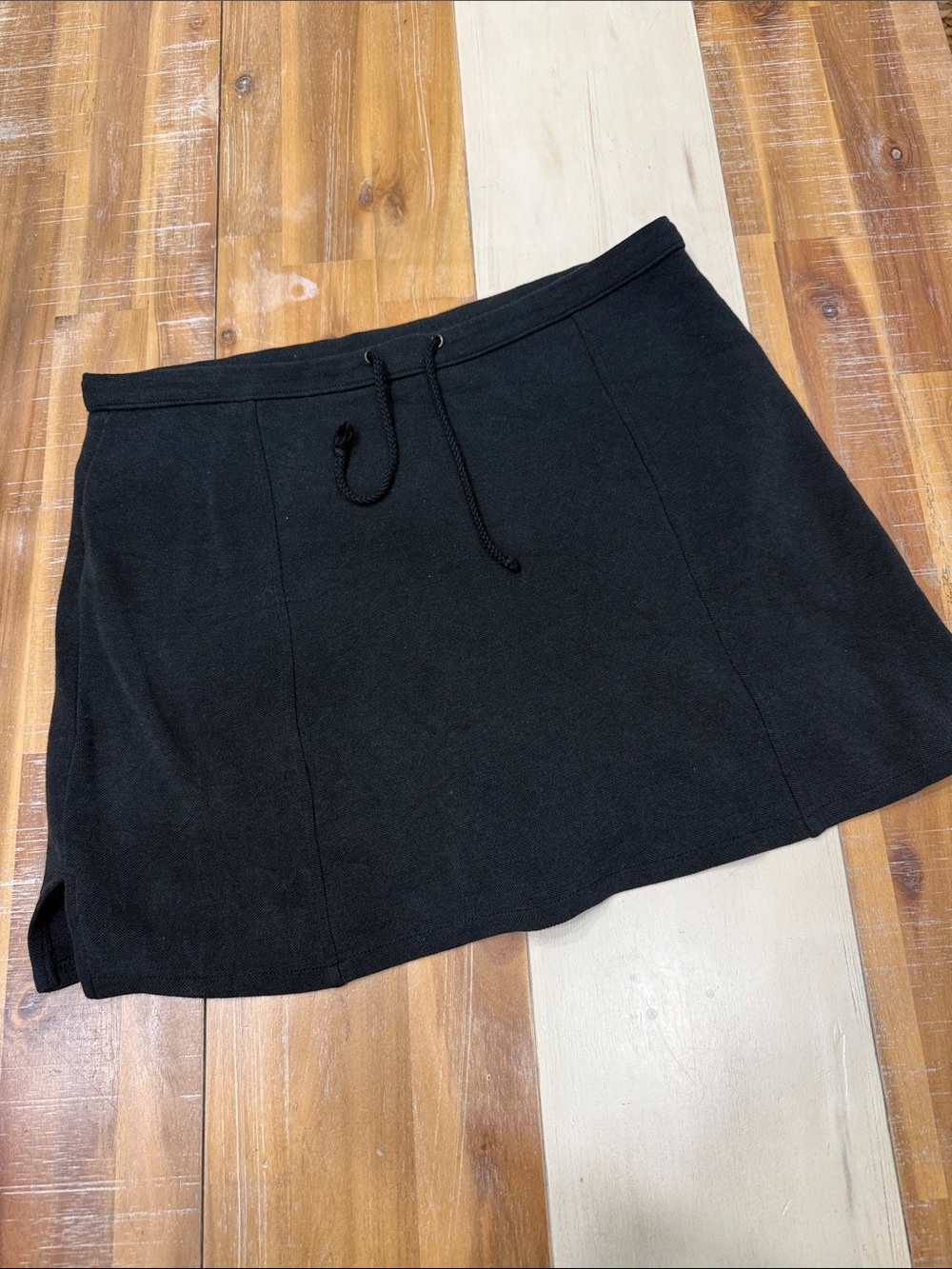 New York & Company Black Knit Drawstring Mini Skirt